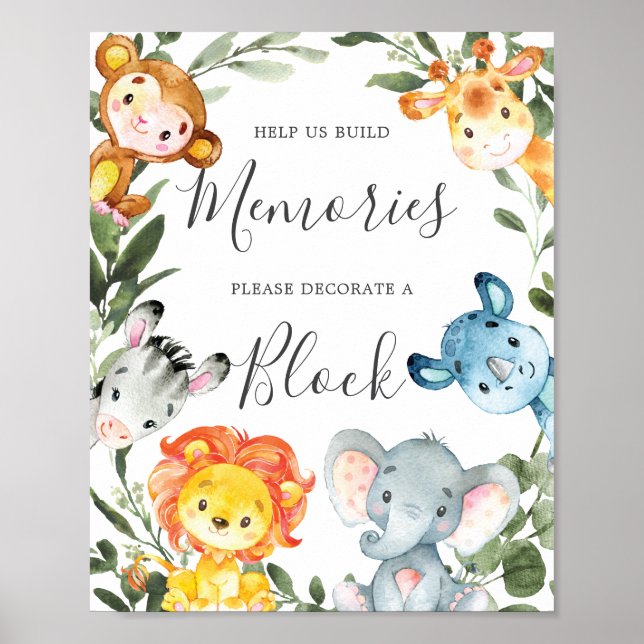 Poster Chá de fraldas Selva Desordena Sinal de Bloqueio (Frente)