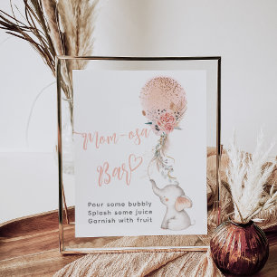 Poster Chá de fraldas Simples Elefante & Balão bar momosa