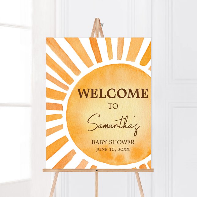 Poster Chá de fraldas Sunshine Bem-vindo (A Little Ray of Sunshine Baby Shower Welcome Sign)