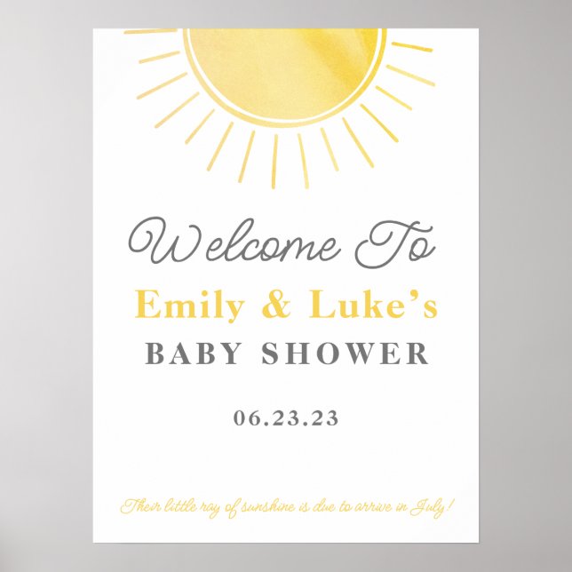 Poster Chá de fraldas Sunshine Sexo Neutro Bem-vindo (Frente)