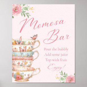 Poster Chá de fraldas Tea Party Momosa Bar