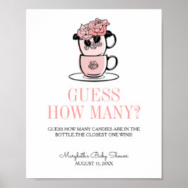 Poster Chá de fraldas Teacup & Flowers Adivinha Quantos J