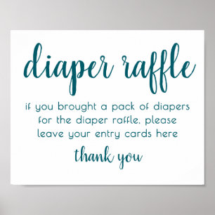 Poster Chá de fraldas Teal Símbolo de Mesa de Raffle