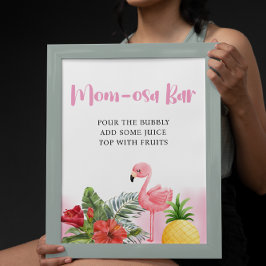 Poster Chá de fraldas Tropical Flamingo Rosa-Rosa Mãe-Oos