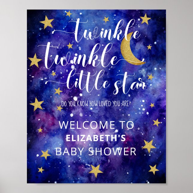 Poster Chá de fraldas Twinkle Twinkle Little Star Bem-vin (Frente)
