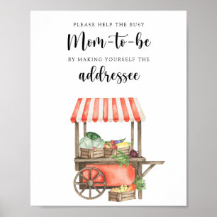Poster Chá de fraldas Veggie - Ajude a Mãe Ocupada a Ser