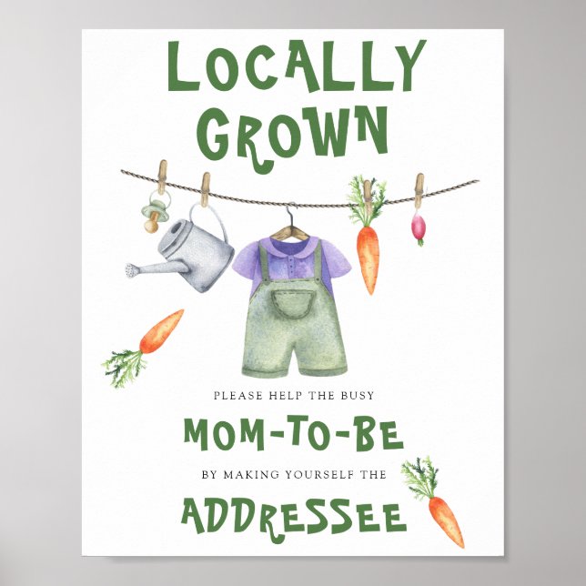 Poster Chá de fraldas Veggie - Ajude a Mãe Ocupada a Ser (Frente)