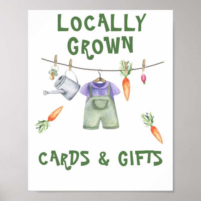 Poster Chá de fraldas Veggie - cartões e presentes (Frente)