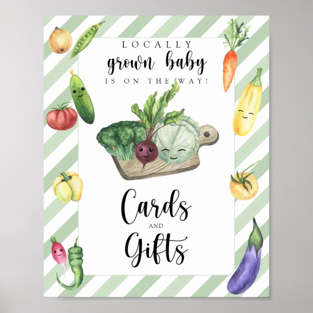 Poster Chá de fraldas Veggie - cartões e presentes (Frente)