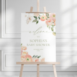 Poster Chá de fraldas Verde Elegante Blush & Sage