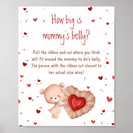 Poster Chá de fraldas Vermelho Como É Grande A Mamãe