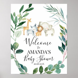 Poster Chá de fraldas Wild Safari Greenery Wreath