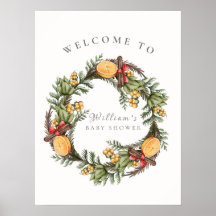 Chá de fraldas Wreath de inverno bem-vindo