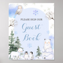 Poster CHÁ de Livro Convidado ARCTIC ANIMAL Snowflakes Tr