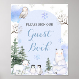 Poster CHÁ de Livro Convidado ARCTIC ANIMAL Snowflakes Tr
