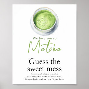 Poster Chá de matcha para baby shower Adivinhe a bagunça