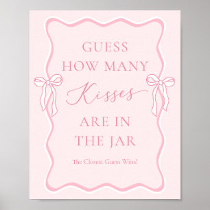 Poster Chá de Noiva Arco Rosa Adivinhe Quantos Beijos