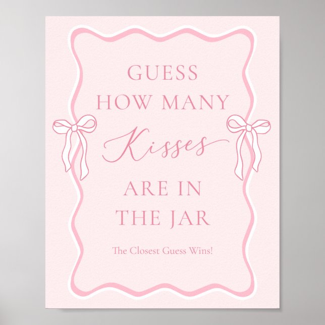Poster Chá de Noiva Arco Rosa Adivinhe Quantos Beijos (Frente)