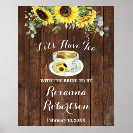 Poster Chá de Noiva Bem-vindo Girassóis Sinal de Verdura
