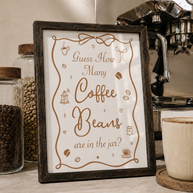 Poster Chá de Noiva Café Adivinhe Quantas Sementes de Caf (Criador carregado)