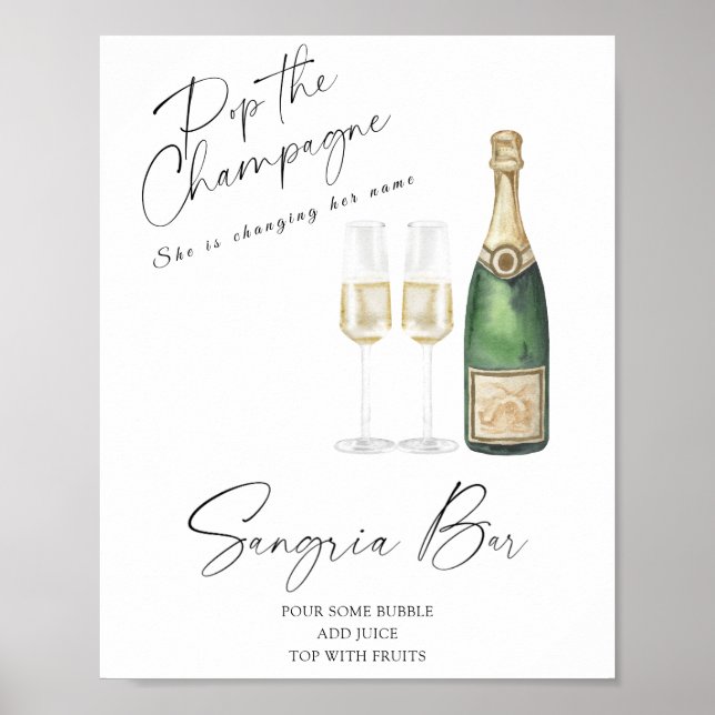 Poster chá de noiva champanhe - bar de sangria (Frente)