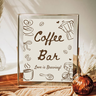 Poster Chá de Noiva Coffee Bar Amor está Cozinhando