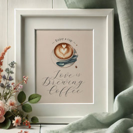 Poster Chá de Noiva Coffee Bar 'O Amor Está Fermentando'