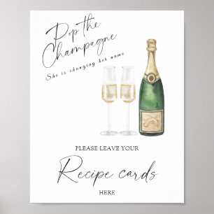Poster Chá de noiva com champanhe - Seu cartão de receita