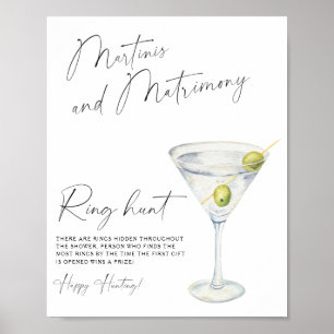 Poster chá de noiva com dry martini Jogo de caça ao anel