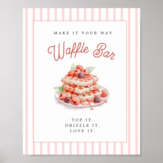 Poster Chá de noiva da barra de waffle fofa (Frente)