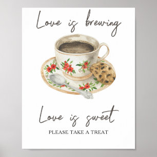 Poster Chá de noiva de café O amor é doce aproveite um do