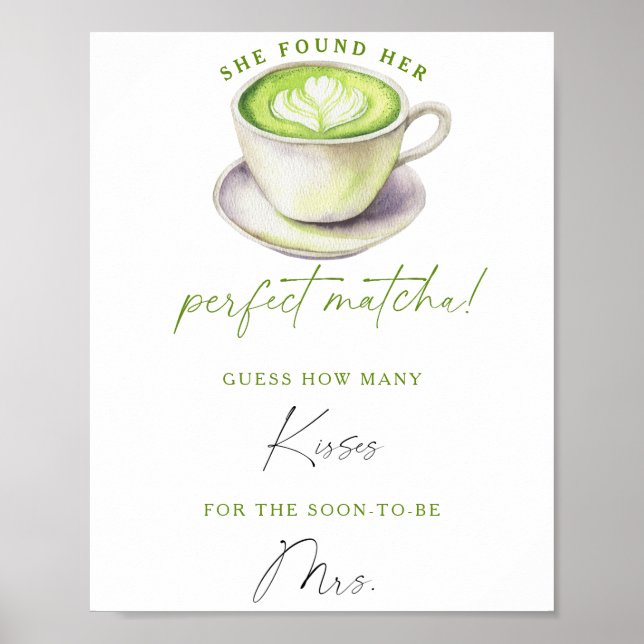 Poster Chá de noiva de matcha Quantos beijos (Frente)