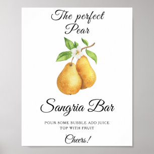Poster Chá de noiva de pêra em aquarela Bar de Sangria