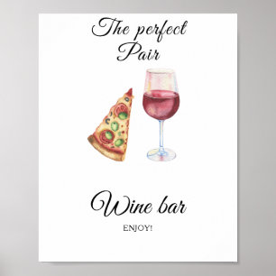 Poster Chá de noiva de pizza e vinho - Bar de vinhos