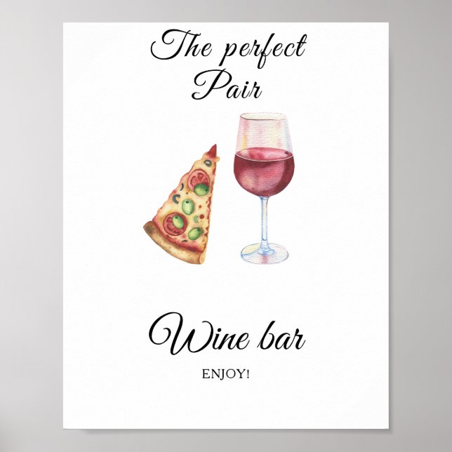 Poster Chá de noiva de pizza e vinho - Bar de vinhos (Frente)