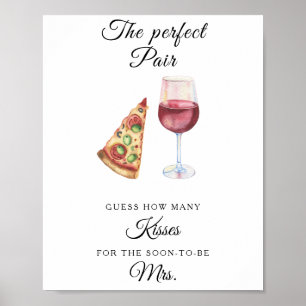 Poster Chá de noiva de vinho e pizza Quantos beijos