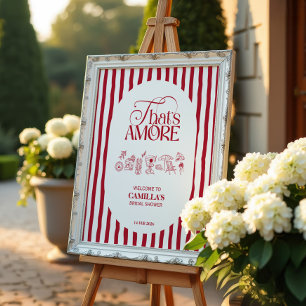 Poster Chá de Noiva Desenhado à Mão That's Amore Vermelho