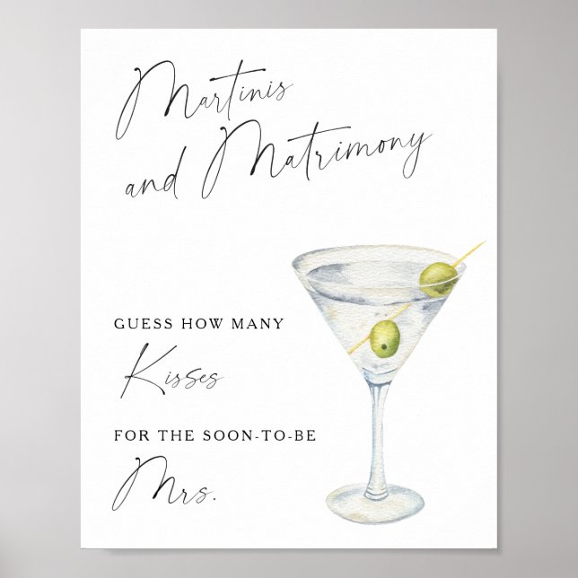 Poster Chá de noiva Dry Martini Quantos beijos (Frente)