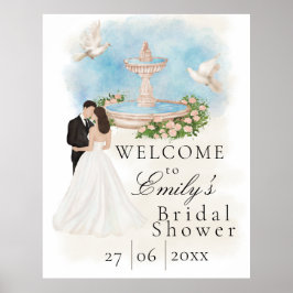 Poster Chá de Noiva Elegante| Noiva & Noivo| Fonte