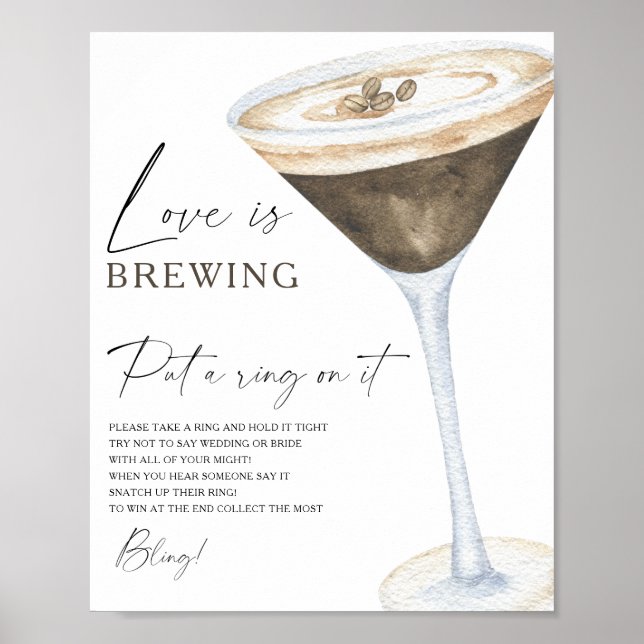 Poster Chá de noiva espresso. Coloque um anel nele jogo (Frente)