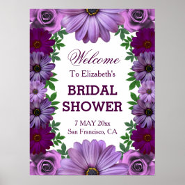 Poster Chá de Noiva Floral Roxo Regal