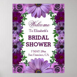 Poster Chá de Noiva Floral Roxo Regal