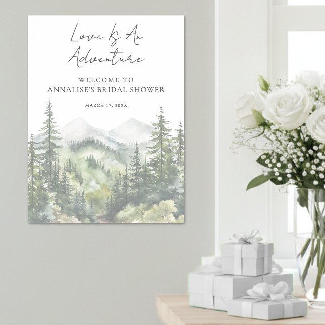 Poster Chá de Noiva Forest Mountain Adventure (Forest Mountain Adventure Bridal Shower Poster )