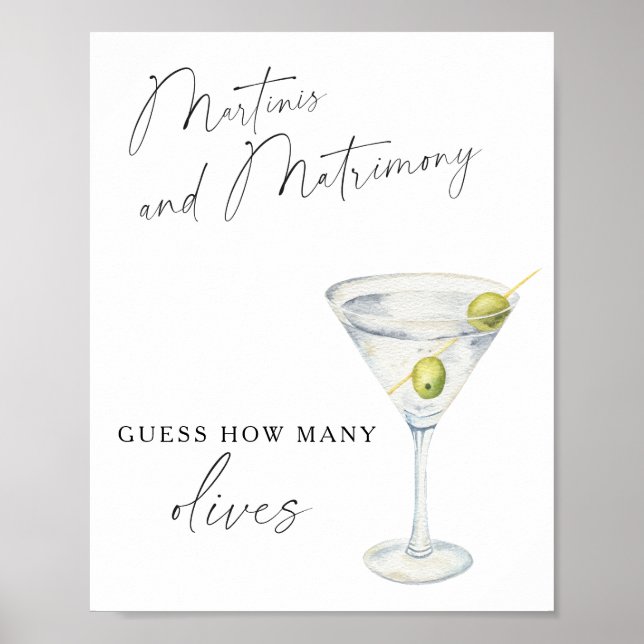 Poster Chá de Noiva Martini - Quantas azeitonas (Frente)