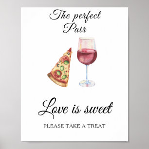 Poster Chá de noiva Pizza Vinho O amor é doce