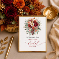 Chá de noiva romântico outono marsala floral 8x10