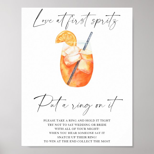 Poster Chá de noiva Spritz - coloque um anel nisso jogo (Frente)
