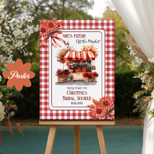 Poster Chá de Noiva Xadrez Picnic no Campo Boas-Vindas