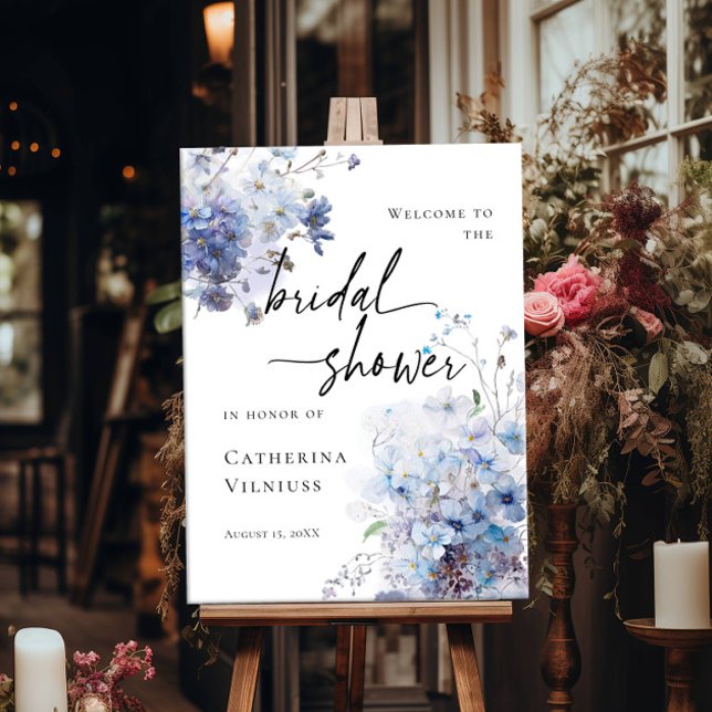 Poster Chá de panela azul-silvestre Elegante bem-vindo (Criador carregado)