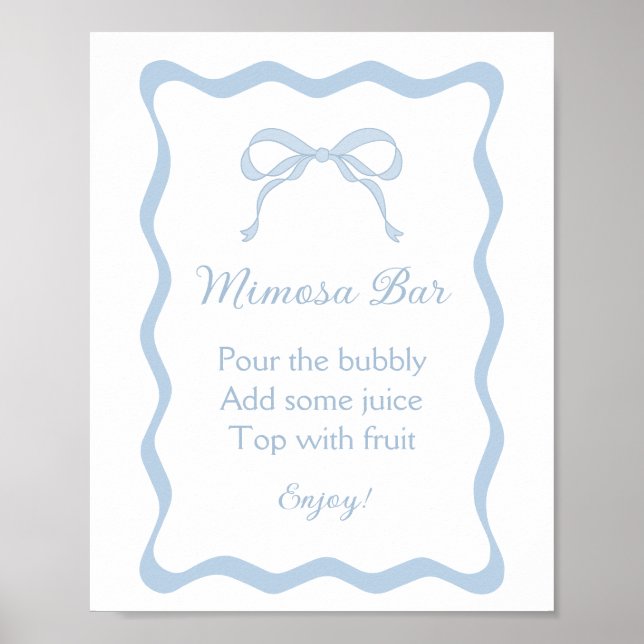 Poster Chá de Panela Blue Bow Amarra o Nó com Bar de Mimo (Frente)